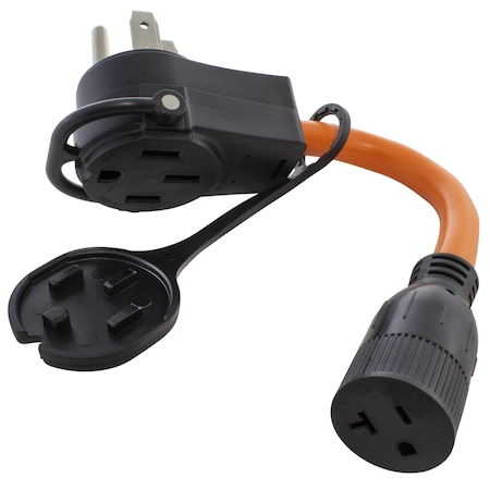 Ac Works 1FT 50 Amp 14-50 Piggy-Back Plug to Household 15/20 Amp Connector Adapter Cord PB1450520
